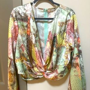 Cropped Blouse with Bell Sleeves